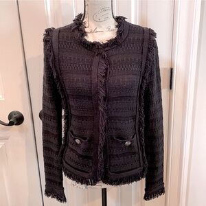AMARYLLIS Navy and Black Knit Sweater Cardigan Lady Jacket  Size XS *EUC*